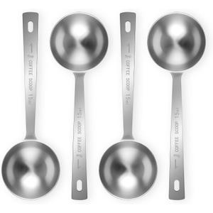 Flezoo 4Pcs Coffee Scoop Spoon - 1 Tablespoon 15ML Stainless Steel Long Handle Measuring Spoons for Ground Coffee, Loose Tea and Powder