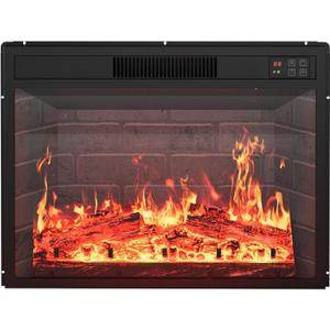 23" Ultra-Thin Electric Fireplace Insert Rear Projection Flame Fireplace Heater 1500W 3 Color Flames & Brightness Levels with Remote Control & Timer 60-84, Heats 400 Sq Ft