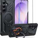FNTCASE for Samsung Galaxy S26 Case: with [Magnetic Ring Kickstand] [Screen Protector] [Compatible with MagSafe] [Military-Grade Drop Protection] Dual-Layer Protective Textured TPU Phone Cover Black