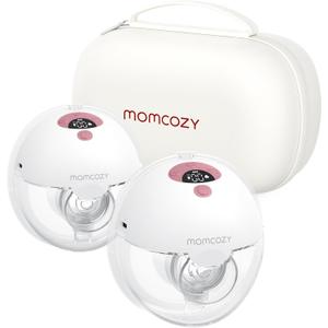 Momcozy Breast Pump Hands Free M5, Wearable Breast Pump of Baby Mouth Double-Sealed Flange with 3 Modes & 9 Levels, Electric Breast Pump Portable - 24mm, 2 Pack Cozy Red