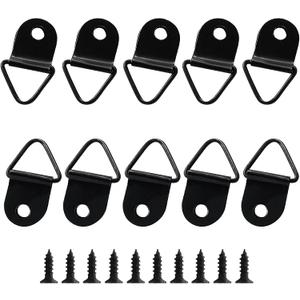 BokWin 100 Pcs Triangle Picture Hangers with Screws D Ring Picture Hang Solutions for Hanging Photos Picture Craft, (Black)