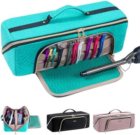 ELCUPA Large Travel Bag - 2in1 Hair Tools Organizer for Dryer Brush, Flat Irons, Straighteners, Curling Irons, Makeup Bag