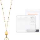 Retractable Badge Reel Lanyard with 2 Pieces ID Holder for Women, Fashion Beaded Chain Premium Stainless Steel Lanyard Necklace Water Resistant Name Badge Holder (Gold)