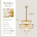 21.6" 14-Light Modern Crystal Chandelier Light Fixtures 4-Tier Gold Luxury Chandeliers for Dining Room Round Hanging Pendant Lighting for Living Room Kitchen Entryway Bedroom Foyer Hallway