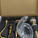 GGStudy 8 inch 2 Handles 3 Holes Widespread Bathroom Sink Faucet Antique Brass Bathroom Vanity Faucet Basin Mixer Tap Faucet Matching Metal Pop Up Drain with Overflow