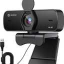 4K Webcam for PC with Dual Microphones, Autofocus USB Camera with Privacy Cover and Auto Light Correction, Plug and Play for Laptop, Mac, Zoom, Teams, Video Calls and Streaming