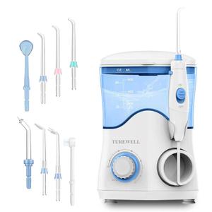 TUREWELL FC162 Water Dental Flosser for Teeth/Braces,10 Pressure Levels, 8 Water Jet Tips for Family, 600ML Electric Water Dental Oral Irrigator for Teeth Clean (White) (White)