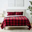 Amazon Basics 3-Piece Ultra-Soft Micromink Sherpa Bedding Set, Warm All Season Comforter, Full/Queen, Red Buffalo Plaid