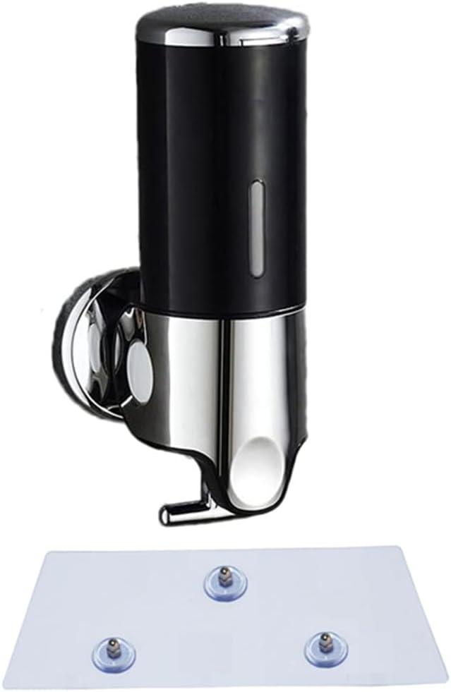 NO Drill Wall Mounted Soap Dispenser Shower Manual Pressing Head Liquid Shampoo and Soap Dispenser for Bathroom Kitchen Marketplace Hotel (Black, 500ml)