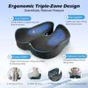 Office Chair Cushion: Ergonomic Memory Foam Seat Cushion, Tailbone-Sciatica Pain Relief Pillow, Desk Butt Pillow for Office Chair, Car Seat, Airplane, Wheelchair - Dark Grey