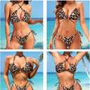 SUUKSESS Women String Bikini Set Tie Side Thong Sexy Halter Swimsuits 2 Pieces (Brown, M)
