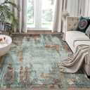 6x9 Area Rugs for Living Room Rug Washable: Modern Rug for Dining Room Bedroom Carpet Non Slip Low Pile 6 by 9 Indoor Abstract Nursery Home Office Red Brown