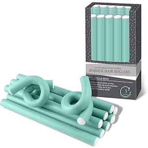 My Beauty Spot Flexi Rods Foam Hair Rollers 1" Diameter Professional Salon Quality 10 Pcs Rubber Hair Rollers for Long, Medium and Short Hair (Blue)