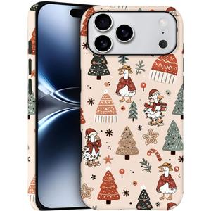 DJSOK Compatible with iPhone 17 Pro Max,Frosted PC Anti-Scratch Shockproof Case - Goose Christmas Hat
