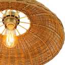 Lingkai 18.1'' Farmhouse Weaving Rattan Chandelier, Coastal Chandelier Hand Woven Rattan Dome Pendant Lighting Fixture Boho Natural Basket Hanging Light for Living Room Kitchen Dining Room