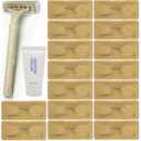 Disposable Shave Kit for Men &Women - 50 Pcs Wheat Straw Razors and Cream Bulk, Individually Wrapped Portable Toiletries Amenities for Hotel, Airbnb, Homeless, Shelter, Charity, Camping and Travel