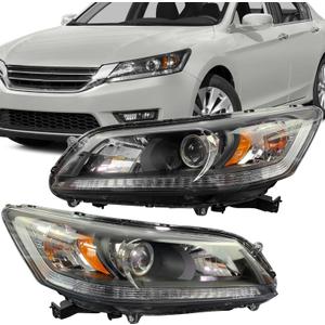 Headlight Assembly Compatible with 2013-2015 Honda Accord 4-Door Sedan Halogen Headlamp Replacement - Left Driver&Right Passenger Side HO2502151 HO2503151