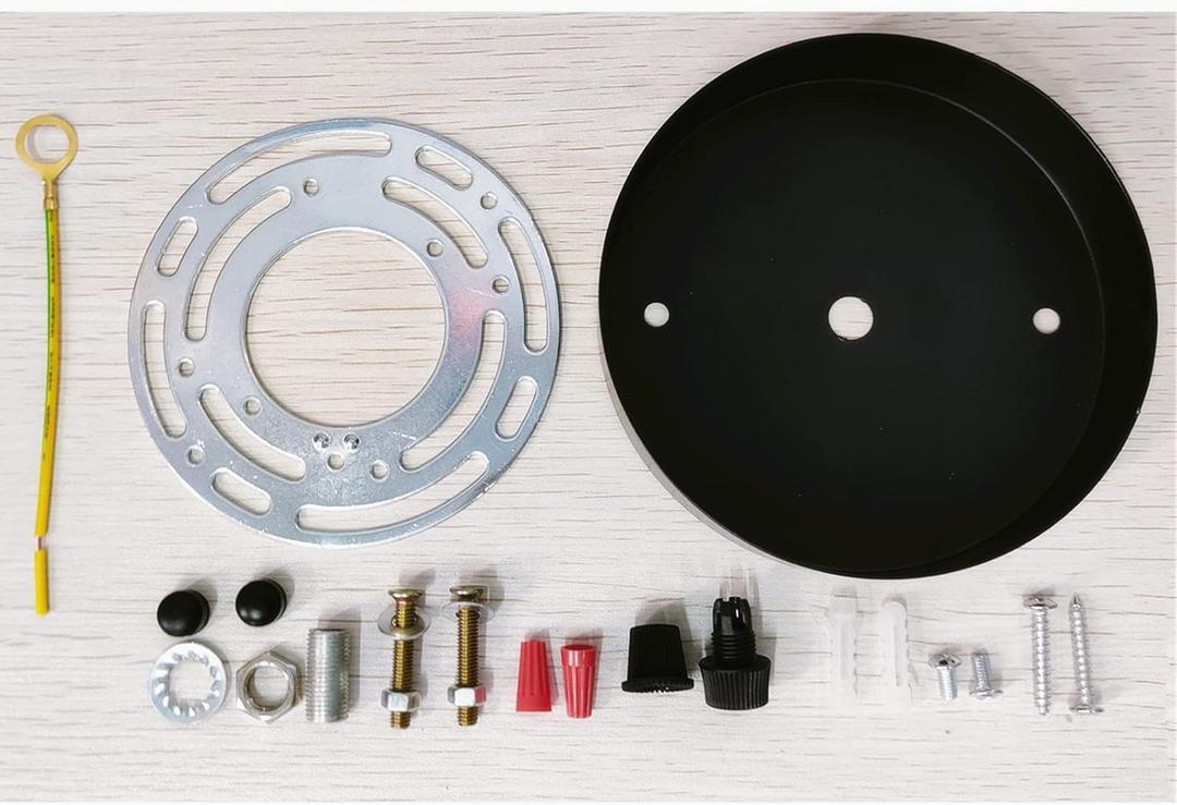 Chrasy 4.72 Inches Ceiling Canopy Light Kit Ceiling Plate Cover 3 Holes with Hardwares and Universal Light Circle Crossbar Plate for Pendant Lighting or Chandelier- Black 12cm (Black-Type A)