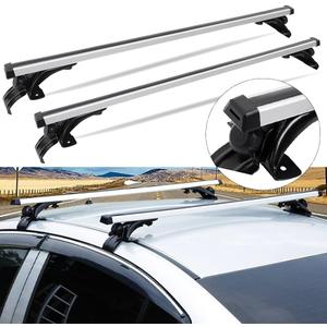 Universal Car Top Roof Rack Cross Bar 43.3" Luggage Carrier Aluminum Black Silver 120KG Includes 3 Sets of Brackets