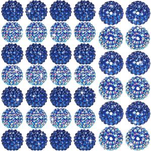 40 Pcs 20 mm Rhinestone Beads Bulk Crystal Round Disco Ball Chunky Bubblegum Beads for Pens Bracelets Charms Craft European Style Jewelry Making Supplies Christmas(Dark Blue)