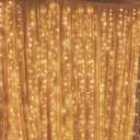 Twinkle Star 300 LED Window Fairy Curtain String Lights, 8 Modes Fairy Lights for Bedroom Wedding Party Home Garden Outdoor Indoor Wall Decorations, Warm White, 2 Pack