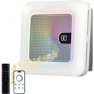 Smart Bathroom Exhaust Fan with Light & Bluetooth Speaker, Humidity & Odor Sensor, 3 RGB Dynamic Mode, Adjustable Lighting (0-2600lm,3CCT), 1 Sone Quiet, Easy Install (Grey), Standard