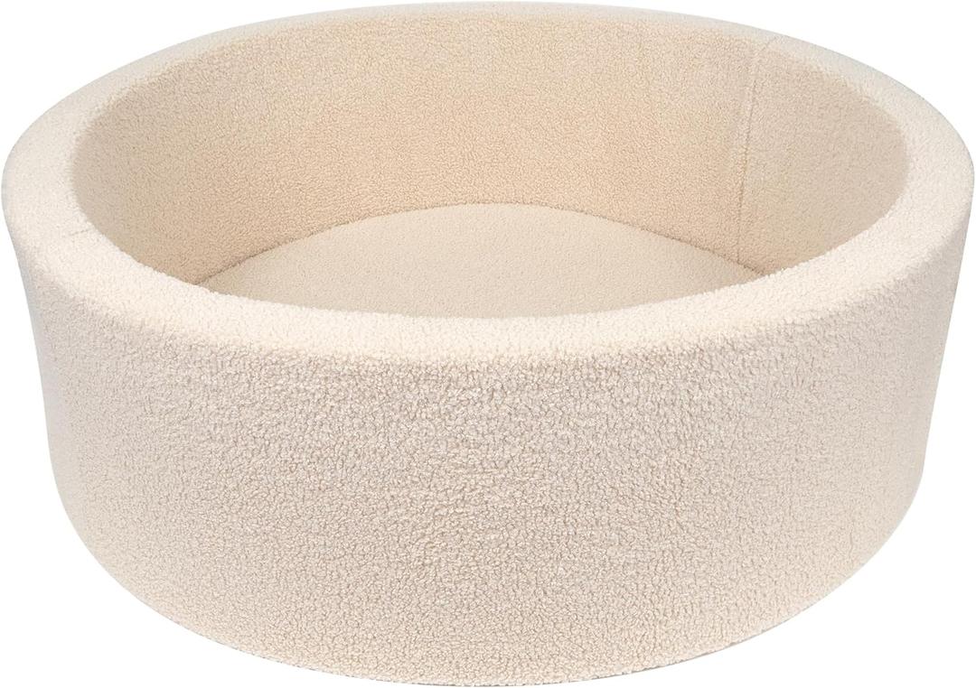 Kids Foam Ball Pits for Toddlers Babies Dogs Cats, Soft Infant Baby Ball Pit Pool for Girls and Boys Gifts, (Balls NOT Included) Imitation Teddy Colours (35.4", Beige)