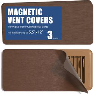 BEWAVE High Strength Magnetic Vent Covers for Home Ceiling, Metallic Air Vent Covers for Floor, Wall, Ceiling Steel Registers, RV, HVAC and AC, 5.5" x 12", Set of 3