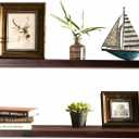 WELLAND Bradley Brown Floating Shelves Set of 2 Handmade Wood Wall Shelves Rustic Wall Mounted Shelves 5" Deep Narrow (Dark Brown, 36 inch)