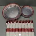 Pre Wrapped Cutlery Set- 25 sets of Fork, Knife, Spoon wrapped in a napkin - 25 Small Plates- 25 Big Plates (Red)