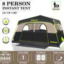 8 Person Instant Tent, Waterproof Pop Up Tents for Camping with Rainfly, 60 Seconds Easy Setup, Automatic Cabin Tent for Family Camping with Expandable Carry Bag & Upgraded Ventilation, 8 Person