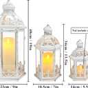 TRIROCKS Large Set of 3 Decorative Lanterns 19''&13.5''&9.5" H Vintage Hanging Lantern Metal Candleholder with Tempered Glass for Indoor Outdoor Home Decor Parties Garden(White with Grey Brush)