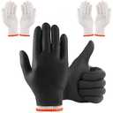 BBQ Gloves 4 Cotton Glove Liners Washable & 100 Nitrile Gloves Heat Resistant Powder Free Latex Free (Large) 