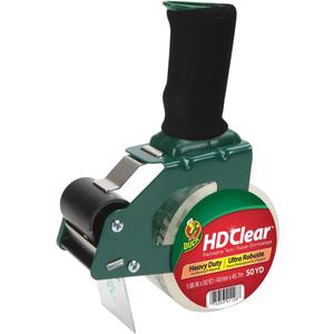 Duck HD Clear Packing Tape Dispenser Heavy Duty Packaging Tape Gun for Packing Boxes, Shipping and Moving - Includes 1 Refill Roll of HD Clear 1.88 In. x 54.6 Yards - Foam Handle (287398)