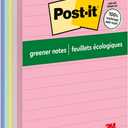 Post-it Greener Notes, 4x6 in, 5 Pads, America's #1 Favorite Sticky Notes, Sweet Sprinkles Collection, Pastel Colors, Clean Removal, 100% Recycled Material