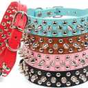 Mushrooms Spiked Rivet Studded Adjustable Pu Leather Pet Collars for Cats Puppy Dogs (X-Large, Blue) (14.2"-18.1" Neck)