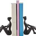 Brown Cast Iron Abstract Sitting Female Sculpture Pair Bookend Set of 2 - Tabletop Figurines for Desks, Accent Tables, or Shelves