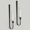 Black Wall Candle Holder Set of 2, Metal Wall Mount Candle Sconces Holder, Modern Wall Decoration for Living Room, Dining Room, Fireplace, and Weddings