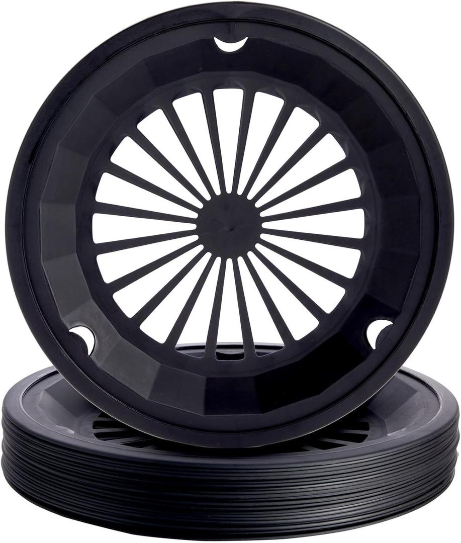 Juvale Plastic Paper Plate Holders Reusable - Black, Medium (Fits 9-Inch), Pack of 20 - Support Rings with Snap-In Grooves, Stability for Picnic & Party