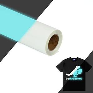 HTVVETUR Glow in The Dark HTV Heat Transfer Vinyl Roll 12 Inch by 5 Feet Iron on DIY for T-Shirt PU Stretch Elastic HTV Vinyl (Dark in Glow Light Blue, 5FT) HTVVETUR Glow in The Dark HTV Heat Transfer Vinyl Roll 12 Inch by 5 Feet Iron on DIY for T-Shirt PU Stretch Elastic HTV Vinyl (Dark in Glow Light Blue, 5FT)