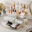 LAMU Makeup Organizer with Drawers, Bathroom Counter Organizers and Storage, Transparent Design Keeps Items Visible and Dust-Free, Simple and Stylish for Bath Linen Sets, Vanity, Skincare, Clear