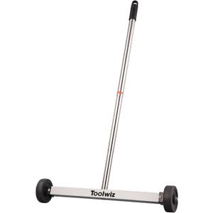 Toolwiz Magnetic Pick Up Sweeper 17-inch Heavy Duty Magnet Pickup Lawn Sweeper Roofing Tools, 8.8 Lbs Yard Tools with Telescoping Holder and Wheels to Clean Nails Adjustable Handle for Construction