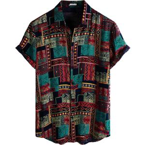 Men's Hawaiian Shirt Short Sleeve Button Down Tropical Shirts Casual Floral Summer Beach Shirt (X-Large, Orange Vintage)