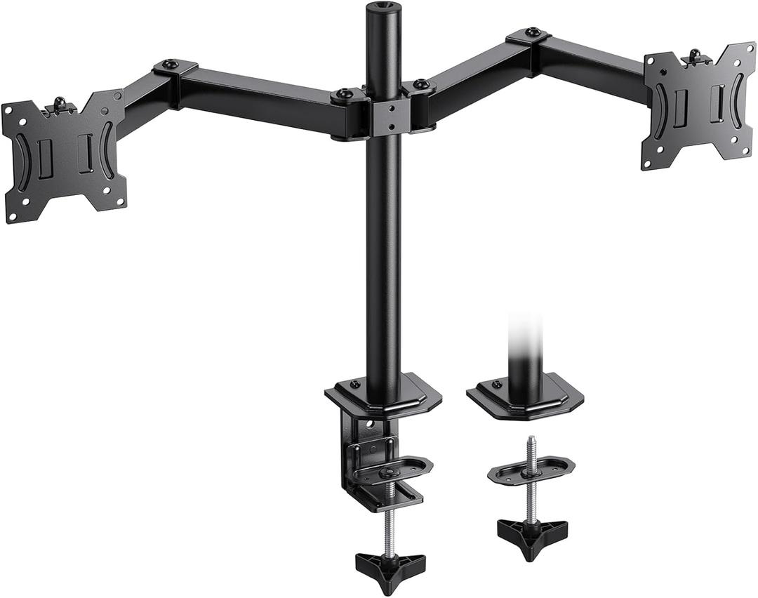 HUANUO Dual Monitor Mount for 2 Monitors up to 30 inches, Heavy Duty Dual Monitor Stand Holds up to 22 lbs, Dual Monitor Arm with Height Adjustable Tilt Swive Rotate, VESA Hole 75mm or 100mm