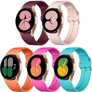 Lerobo 5 Pack Bands Compatible with Galaxy Watch 7 6 5 4 Band 40mm 44mm/ Galaxy Watch 6 4 Classic Band 43mm 47mm 46mm 42mm/Watch 5 pro 45mm,Active 2 Band, 20mm Band Soft Silicone Sport Band Women Men
