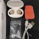 Nano Rechargeable Touch Hearing Aids for Seniors and Adults Severe Hearing Loss with Noise Cancelling，Easy Volume Control，Blue & Red Pair With Portable Charging Case，Suitable Gift for Elders (White)