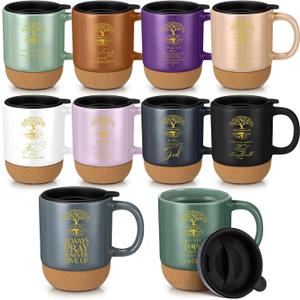 10 Pcs Easter Christian Mugs Bulk Religious Christian Gifts with Bible Verse Coffee Cup 15oz for Women Men Church Member Employee Mom Dad Clergy Pastor(English Tree of Life)