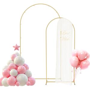 Babenest Gold Arch Backdrop Stand Set of 2, 6FT/7.2FT Metal Arch Wedding Stand, Balloon Arch Frame for Ceremony Birthday Party Bridal Baby Shower Halloween Banquet Decoration