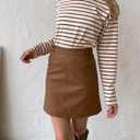 LilyCoco Women's Striped Long Sleeve Shirts Drop Shoulder Tunic Tops Loose Fit White Medium