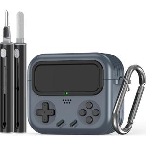 Inesore for Airpods 3rd Generation Case,with Lock Cover for Airpods 3rd Case,Funny Handheld Game Console Appearance,Compatible with Airpod 3rd Hard Cases with Cleaner Kit for Men/Boys (Black)